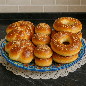 Soft cocoa-filled roll displayed on a rustic wooden plate, showing its golden crust and rich, melted chocolate filling.