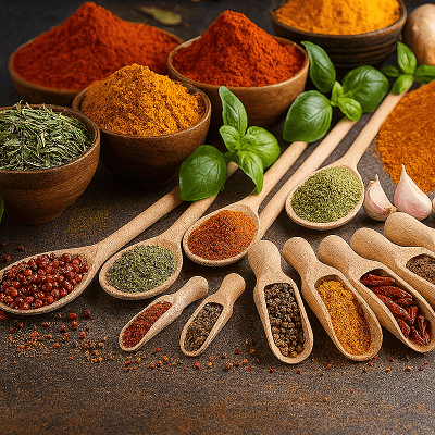 Culinary soaking formula displayed through vibrant marinated meats, herbs, and global spices on a rustic wooden table.